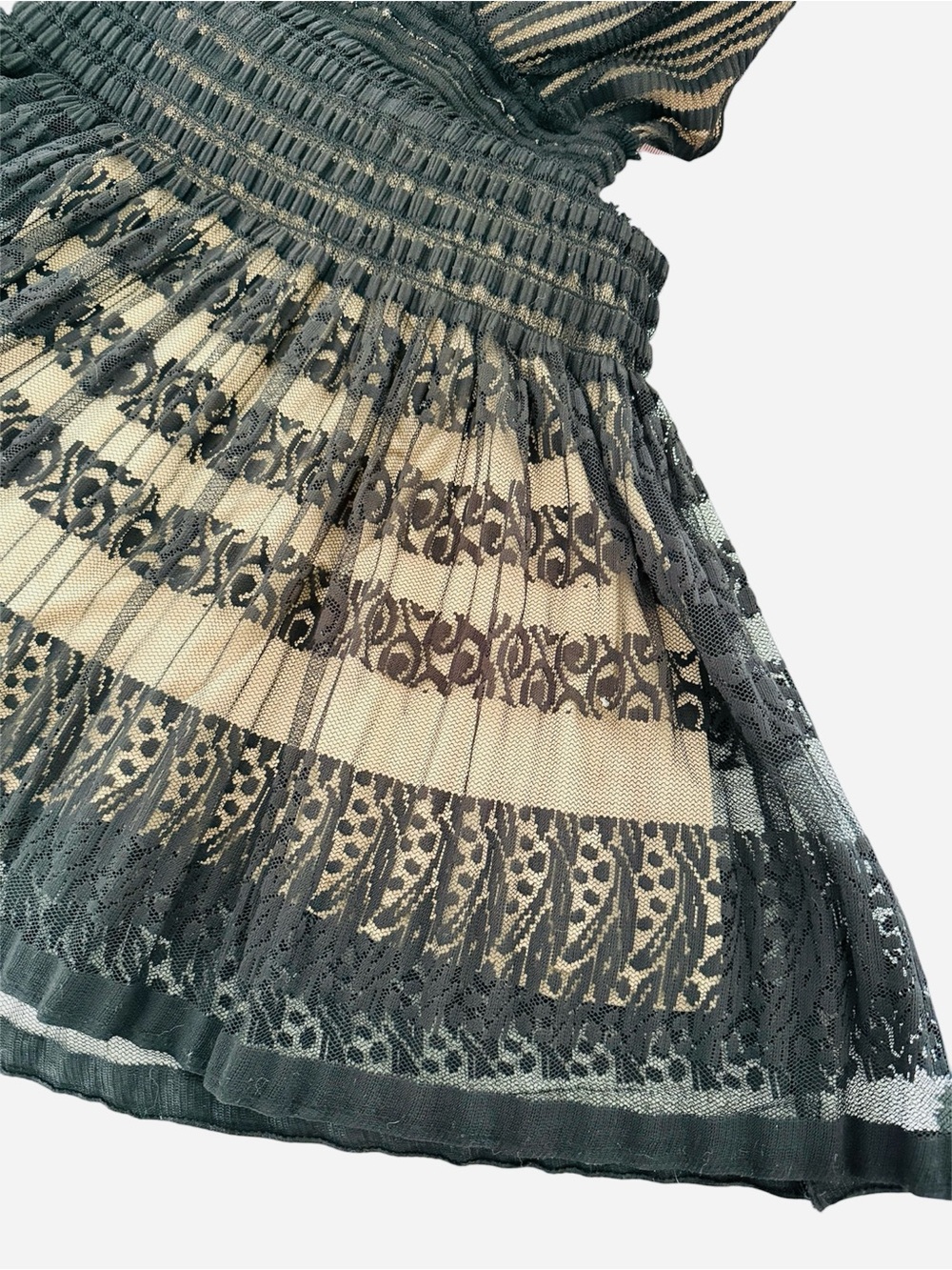 Sheer Layered Lace dress in Black and Beige
